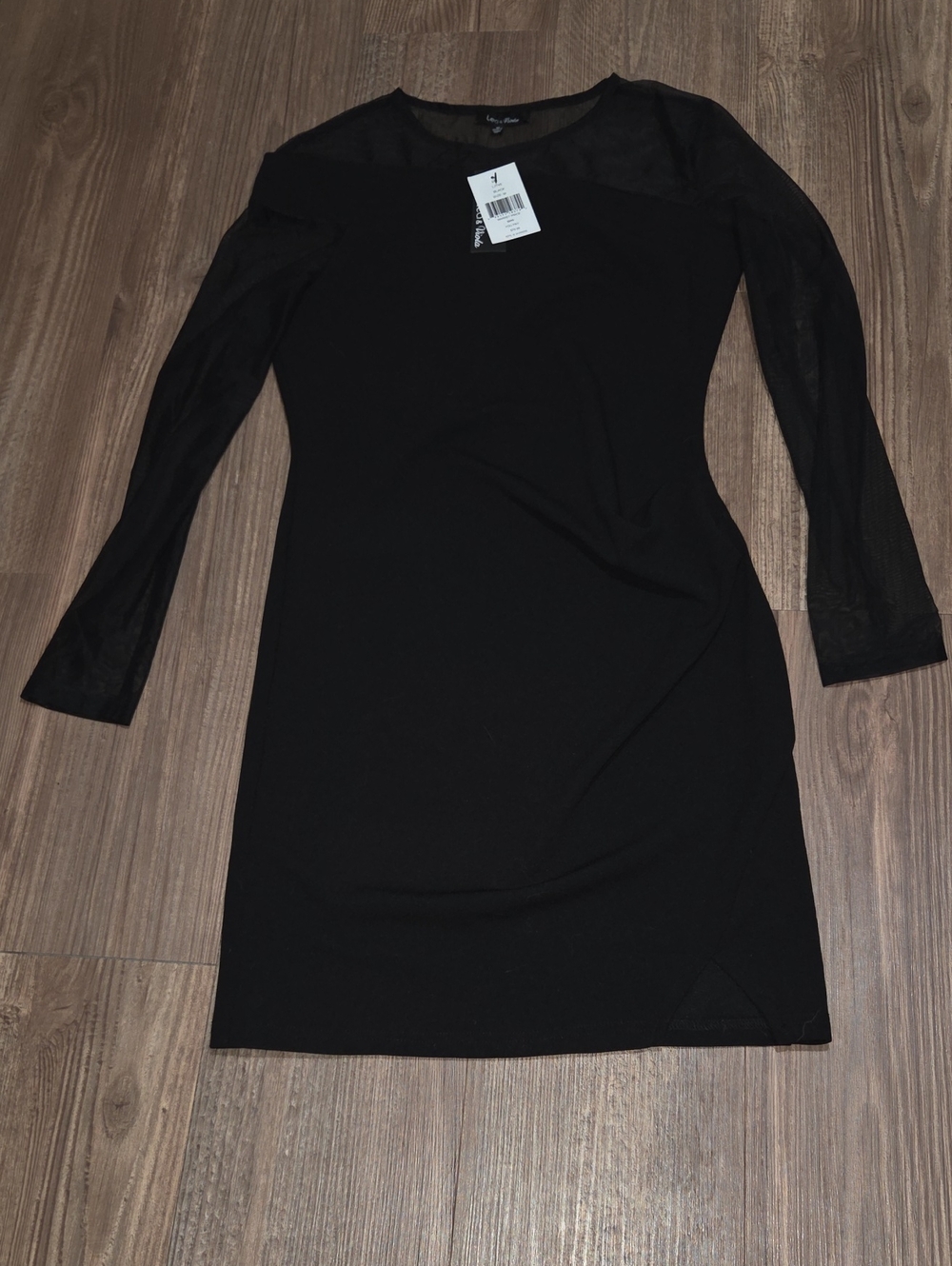 Lea & Viola Black Long Sleeve Mesh-Sleeve Dress